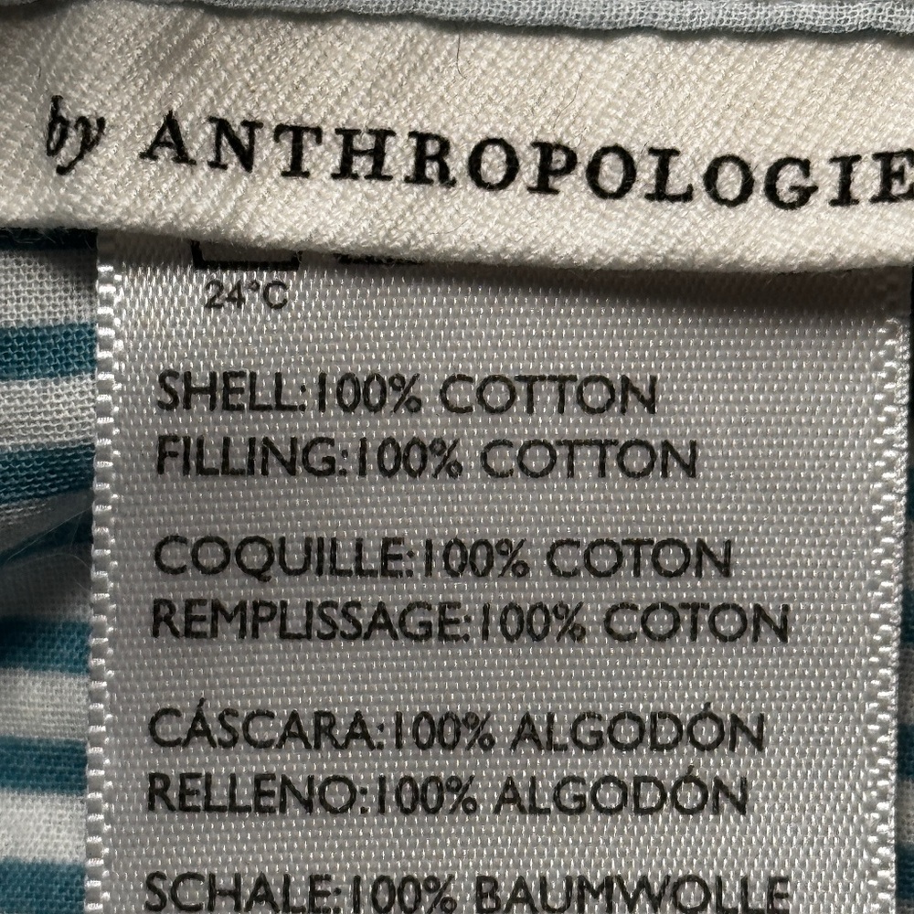 Anthropology Floral and Teal Stripe 26 x 26 Pillow Sham - Picture 7 of 8